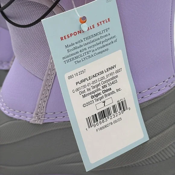 NWT Cat & Jack Purple Winter Boots Toddler Size 7 - Picture 15 of 17